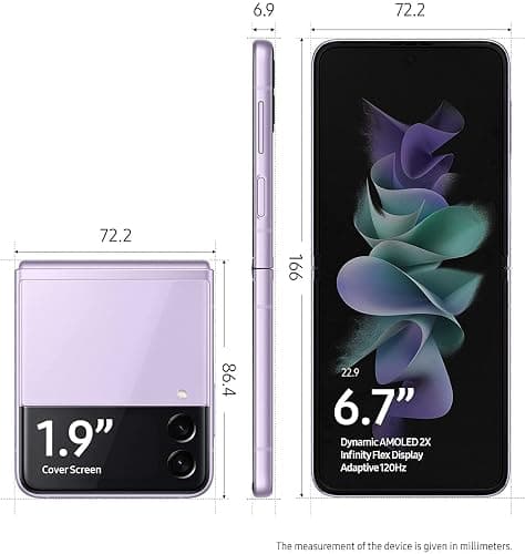 Samsung Galaxy Z Flip 3 5G T-Mobile Locked Android Cell Phone US Version Smartphone Flex Mode Intuitive Camera Compact 128GB Storage US Warranty (Lavender) (Renewed) thumbnail 2