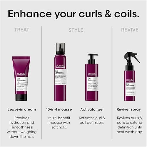 L'Oréal Professionnel Paris Spray Ravvivatore di Ricci, Per Ravvivare e Ridare Forma ai Capelli Ricci, Arricchito con Glicerina, Urea H e Semi di Ibisco, Serie Expert Curl Expression, 190 ml thumbnail 5