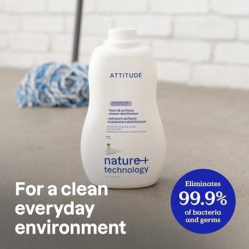 ATTITUDE Floor Disinfectant Cleaner, Kills 99.99% of Germs & Viruses, For Hardwood, Tile, Laminate Floor, Vegan & Plant-Based, Made in Canada, Lavender & Thyme Scent, 1.04 Liters thumbnail 2