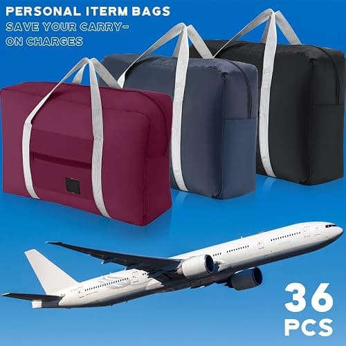 Sweetude 36 Pcs Foldable Travel Duffel Bag Bulk Waterproof Carry Luggage | Lightweight with Trolley Sleeve, Collapsible Weekender for Gym Sport Vacation Donations, Easy Storage Luggage thumbnail 4