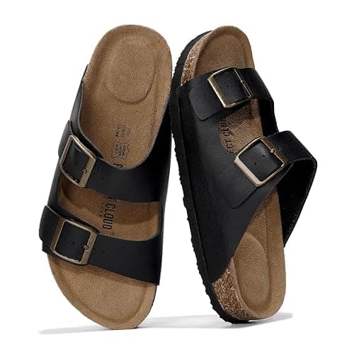 Project Cloud Genuine Leather Flat Sandals Women 2025 Beach Essentials Womens Sandals Memory Foam Vacation Essentials Slides for Women Footwear (Venita) - Image 1