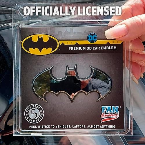 Fan Emblems Batman 3D Car Badge - 1989 Batwing Logo (Black Chrome: 3.8 x 1.8 x 0.2 inches) thumbnail 6