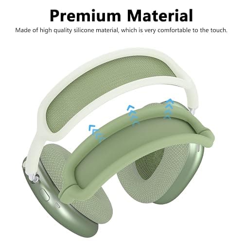 Silicone Case Cover for AirPods Max Headphones, Clear Soft TPU Ear Cups Cover/Ear Pad Case Cover/Headband Cover for AirPods Max (2024/2020),Transparent Accessories for Apple AirPods Max (USB-C), Green thumbnail 7