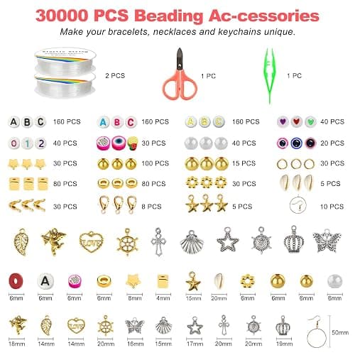 Fournine 30000 Pcs Clay Beads Bracelet Making Kit, 9 Boxes 192 Colors Friendship Bracelet Kit Flat Polymer Heishi Beads for Jewelry Making, Crafts Gift for Girls Ages 6-12 thumbnail 3