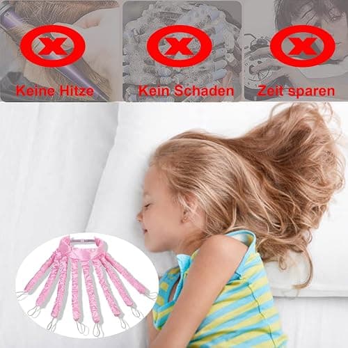 Heatless Curlers Headband, Octopus Hair Curler, Lockenwickler über Nacht Locken Ohne Hitze Für Lange Mittleres Haare, Seidenband Lockenwickler Weiches Stirnband Tools Für Damen Mädchen - Pink thumbnail 6