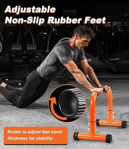 Push Up Bar, 12 Inch High Non-Slip Parallettes Bars & Dip Bars With Foam Handles, Heavy-Duty No Wobbling Calisthenics Equipment For Handstand, L-Sit, Gymnastics, Strength Training Home Gym Use thumbnail 6