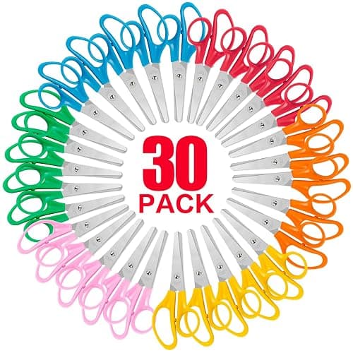 30 Pack Kids Scissors, 5 Inch Bulk Scissors for School, Blunt Tip Scissors for Child Student Teacher, School Supplies Craft Cutting Paper, Kids Safety Scissors for Preschool Classroom Office Home - Image 1