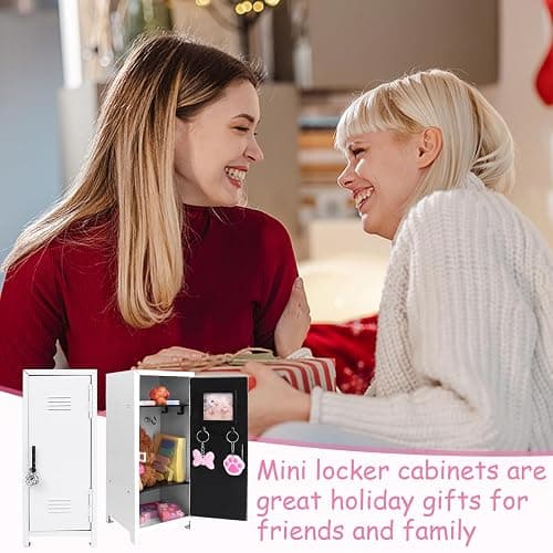 12 PCS Christmas Mini Locker White Miniature Storage with Lock and Keys, Pink Small Locker Cute Functional Locker Miniature Storage Metal Locker for Desktop Bedroom Home Office Desktop Accessories thumbnail 7
