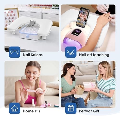 Manicure Arm Rest for Nails Tech: U-shaped Adjustable Nail Arm Rest with Phone Holder - Comfortable PU Leather Cover Nail Tech Arm Rest for Professionals Home & Salon - White thumbnail 7