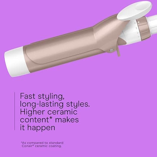Conair Double Ceramic 1 ½-Inch Curling Iron, 1 ½-Inch Barrel Creates Soft Waves & Curls, Hair Curler for Use on Medium & Long Hair, White/Rose Gold thumbnail 3
