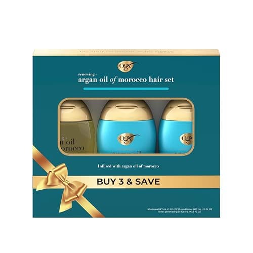 OGX® Renewing + Argan Oil of Morocco Travel Size Hair Care Set, Damage Repairing Shampoo & Conditioner, 2x 3 fl. oz, & OGX® Extra Penetrating Hair Oil Treatment, 3.3 fl. oz, 3 Items - Image 1