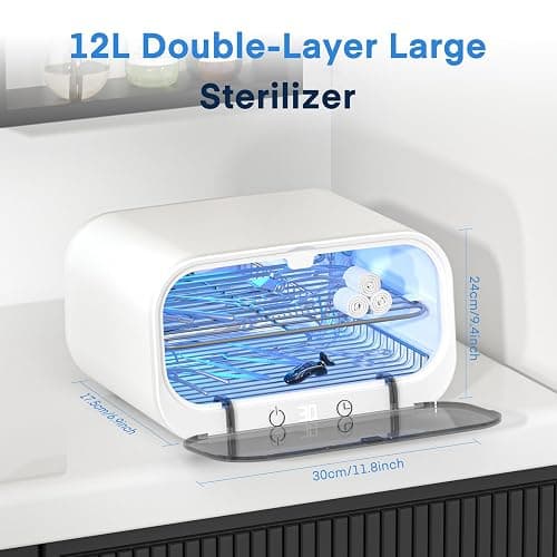 Yofuly Sterilizer for Esthetician, 12L Double-layer Large Sterilizer for Nail Tools, Multi-Functional Nail Cleaner Box, Large Capacity Cleaning Cabinet for Home Use, Barbers, Beauty Salons, and Spas thumbnail 2