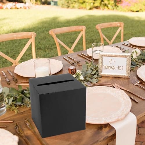 Black Card Box Wedding Favors Post Box Cardboard Receiving Money Box Holder for Wedding Reception, Baby Showers, Anniversary, Birthday Party, Graduation Table Centerpiece Decorations thumbnail 6