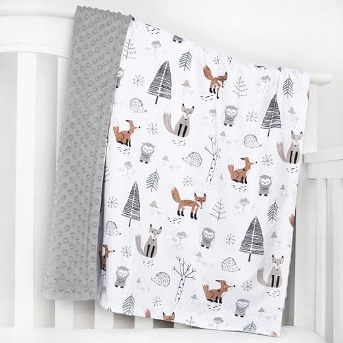 HOMRITAR Baby Blanket for Boys Girls Soft Plush Minky Blanket with Double Layer Dotted Backing for Toddler with Forest Foxes Multicolor Printed 30 x 40 Inch (75 x 100 cm) thumbnail 2