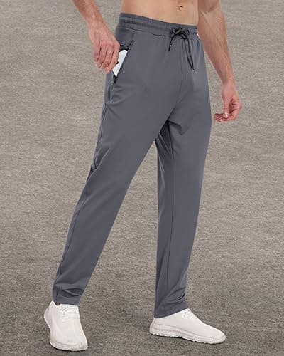 PARISDIARY 3 Pack Mens Athletic Sweatpants with Zipper Pockets,Workout Gym Joggers Pants for Men Running Jogging Pants thumbnail 7