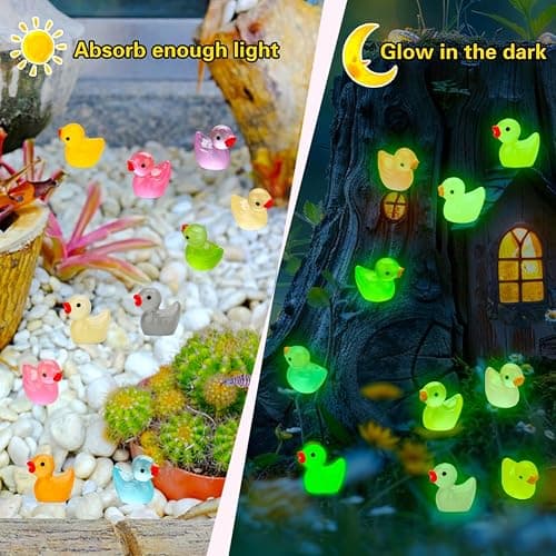 GWAHSA Luminous Mini Resin Tiny Bulk Ducks, Glow in The Dark Small Plastic Miniature Figures for Dollhouse, Decor, Micro Garden, Home Landscape, Aquarium, Craft Gifts Party Favors Toys, 240 pcs thumbnail 4