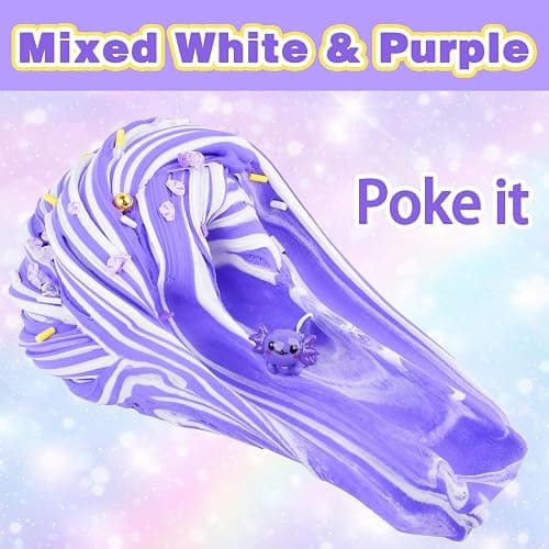 Purple Axolotl Butter Slime Kit, with Fun Slime Add Ins, Soft and Stretchy, Non-Sticky, Scented Butter Slime Kit for Kids, Birthday Gifts for Boys & Girls, Classroom Rewards, DIY Stress Relief Toy - Purple Axolotl Slime thumbnail 6