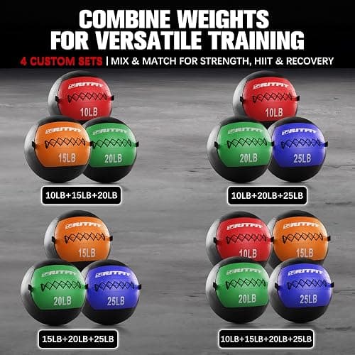 RitFit Medicine Ball / weight ball / Soft Medicine Ball / Wall Medicine Ball / Soft Wall Ball / Wall Ball set/ Medicine Balls for Exercise and Conditioning Workouts, Fitness Gym Equipment for Core Training and Cross Training (5/10/15/20/25/30 lbs) thumbnail 4