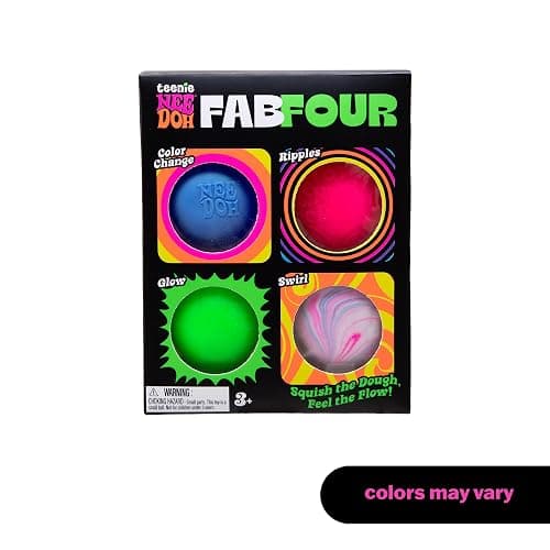 Schylling NeeDoh Teenie Fab Four Needoh 4 Pack - Sensory Squeeze Toy - 1.5" in Diameter - Colors May Vary thumbnail 2