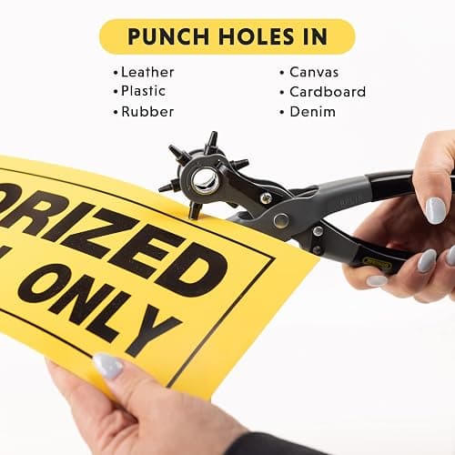 General Tools Leather Hole Punch Tool - 6 Multi-Hole Sizes for Leather, Rubber, & Plastic - Hobbies & Crafts 8.5 inches thumbnail 4
