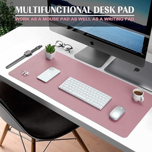 K KNODEL Large Office Leather Desk Mat, Mouse and Keyboard Pad, Computer and Laptop Mat, Desktop Protector and Cover, Writing Pad and Blotter (31.5"x15.7", Purple) thumbnail 3