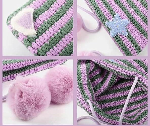 Y2k Beanie Cat Ear Gyaru Acubi Devil Crochet Hats Cute Kawaii Star Grunge Aesthetic Pompoms Cutecore Y2k Harajuku Clothes thumbnail 5