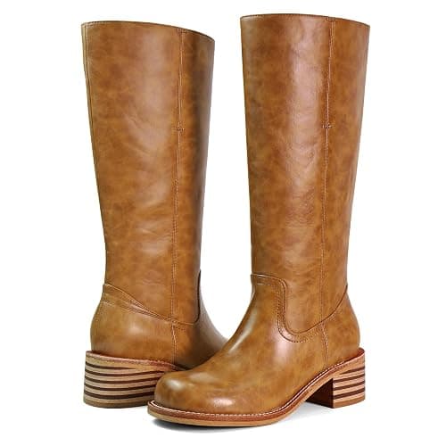 VBDB Women's Knee High Boots Square Toe Chunky Block Heel Long Boots for Women Comfortable Low Heel Womens Boots thumbnail 5