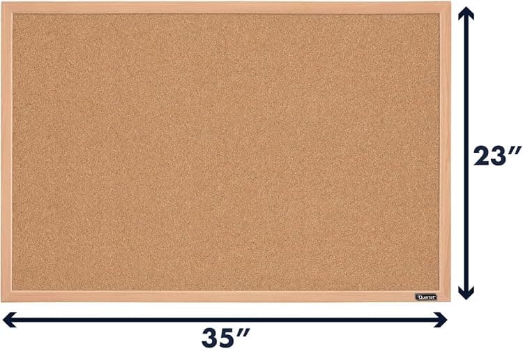 Quartet Cork Board Bulletin Board, 23" x 35" Framed Corkboard, Oak Frame, Decorative Hanging Pin Board, Perfect for Office & Home Decor, Home School Message Board or Vision Board (35-380352) thumbnail 3