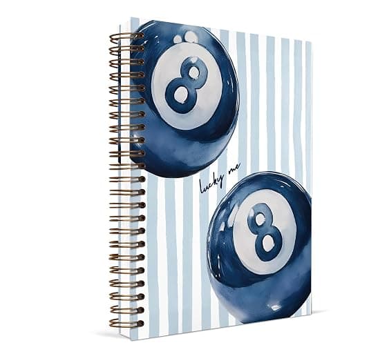 KDHTY Navy Blue Preppy Y2K Spiral Notebook,Preppy Luck 8 Ball Aesthetic Hardcover Notebook for Teen Girls Student Teacher Office School Supplies,Girly Notebook for Teens Girls Back to School,5.5x8.3 - Image 1