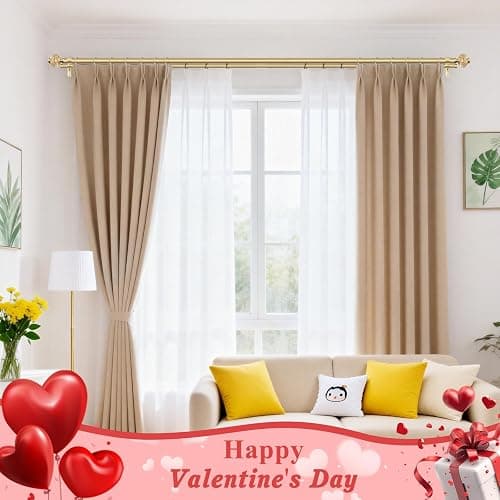 1 Inch Gold Double Curtain Rods 36 to 72 Inches (3 to 6 ft), USFOOK Drapery Rods for Windows, Telescoping Dual Curtain Rod with Luxury Translucent Finials thumbnail 2