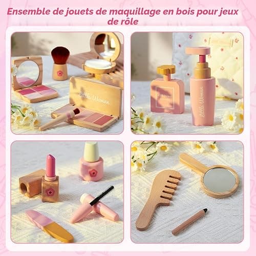 Faux Maquillage Enfant Fille en Bois Maquillage Enfant Jouet | Maquillage Malette Accessoires Jeux de Maquillage Coffret Jouet Fille Princesse Anniversaire Cadeau 3 4 5 6 7 8 Ans thumbnail 3