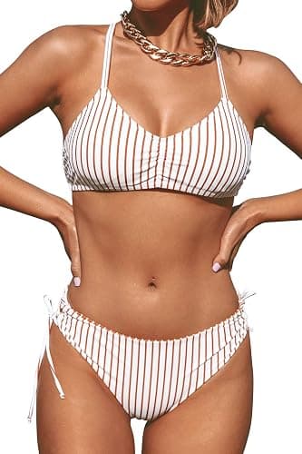 CUPSHE Women's 2 Piece Bikini Set Back Braided Straps with Reversible Bottom - Image 1
