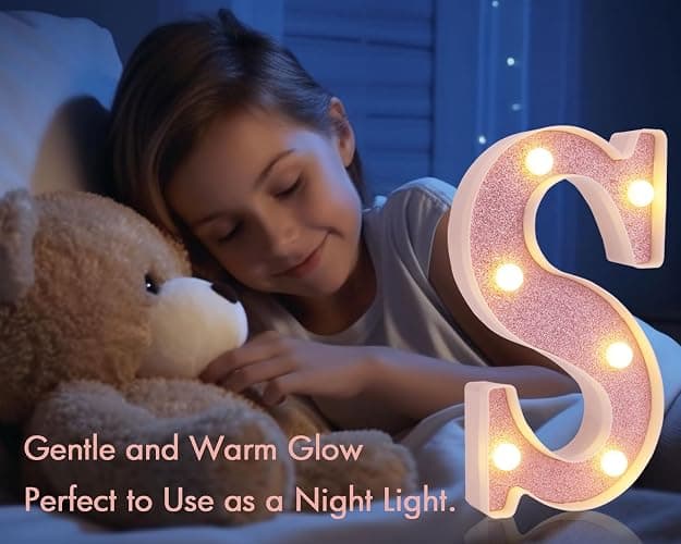 Small Led Marquee Letters, Light Up Letters, 8.58 Inch Led Letter Lights, Battery Powered Lighted Sign for Table, Party, Birthday, Christmas Decor (Pink Glitter, Letter B) thumbnail 7