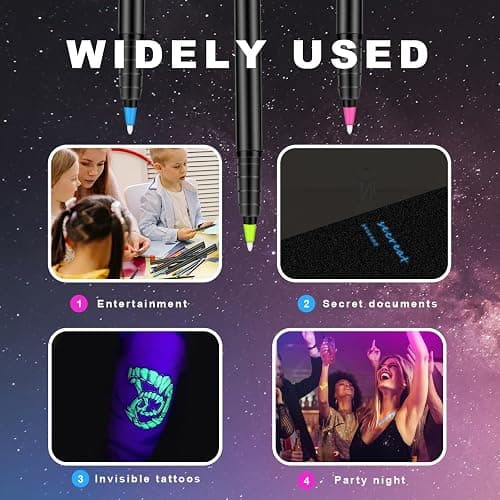 Daemson Invisible Ink Pen, Spy Pen with 6 PCS Mini UV LED Keychain Flashlight, Disappearing Ink Magic Pens with Black Light Markers for Secret Notes, Fit for Christmas Halloween Holiday Gifts (6 PCS) thumbnail 6