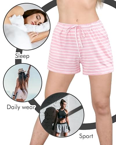Chuarry 6 Pack Women Pajama Short Soft Comfy Lounge Short Sleep Shorts Bottom with Pockets thumbnail 5