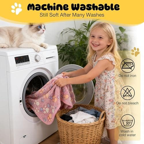 Vowanop 4 Pack Premium Soft Pet Blankets Washable, 23" x 16" Flannel Blankets for Dog Puppy Cat, Brown/Pink/White/Coffee thumbnail 7