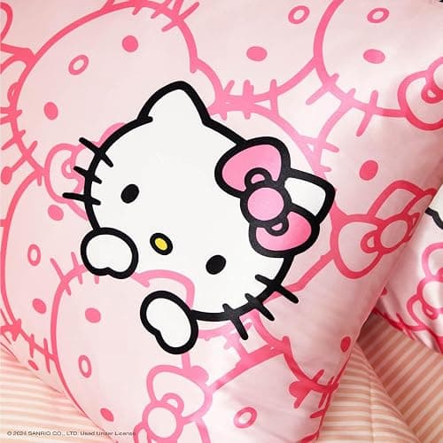 Kitsch x Hello Kitty (Pink Kitty Faces) - Satin Pillowcase with Zipper for Hair and Skin, Softer Than Silk Pillow Case, Cooling Pillow Cover, Machine Washable, Queen/Standard (19x26) thumbnail 6