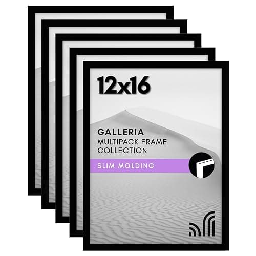 Americanflat 12x16 Picture Frame with Polished Plexiglass - Set of 5 - Galleria Collection - Picture Frames for Wall Display - Black - Image 1