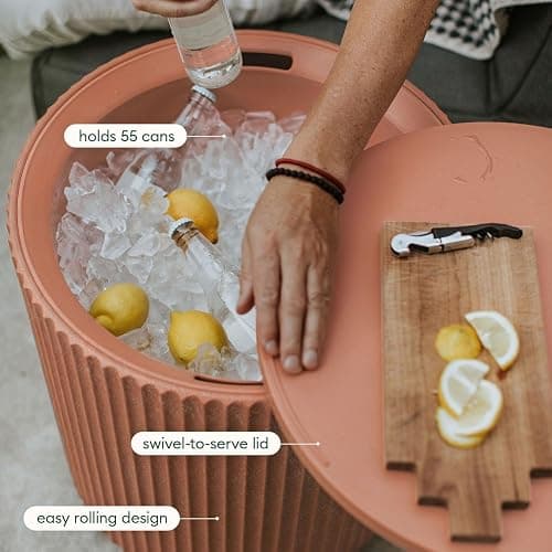 Veradek Cooler Side Table - Outdoor Cooler Table and Ice Chest | Features a Swivel-Top Lid That Keeps Drinks Cool for Up to 12 Hours, Perfect for Porch, Poolside, or Patio Use thumbnail 7