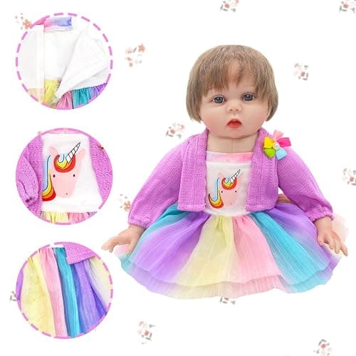 TDDS9 3 Sets Baby Doll Clothes and Accessories for 20-22 Inch Dolls, 9 Pcs Fashion Clothes Dresses Outfits Including Doll Dress Coat Outfits, Headbands, Socks, Top and Pants thumbnail 7