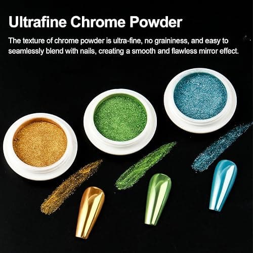 36 Jars Chrome Nail Powder Kit, Metallic Mirror Chrome Powder | Pigment for Gel Nails, Holographic Mirror Glitter Rub Dust Set for Nail Art Decoration Home DIY Salon Use thumbnail 8
