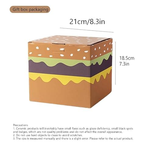 Playful 3D Hamburger Ceramic Plate Set, Playful Stackable Dessert Bowls and Decorative Burger-Shaped Platter Set, Oven Safe and Dishwasher Friendly, Ideal for Parties, Family Dinners, and Kid thumbnail 4