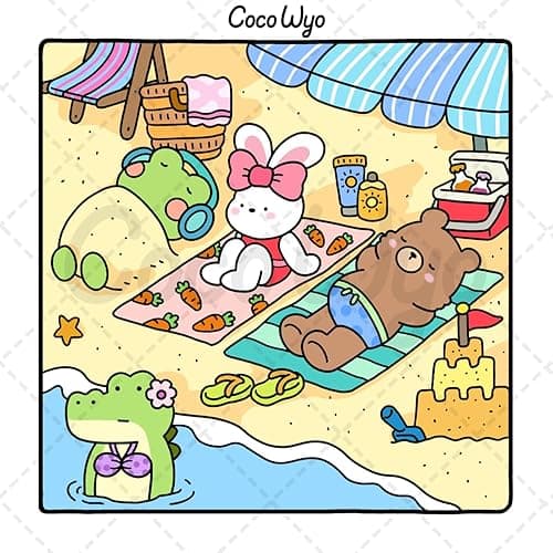 Cozy Friends: Coloring Book for Adults and Teens Featuring Super Cute Animal Characters with Easy and Simple Designs for Relaxation thumbnail 6