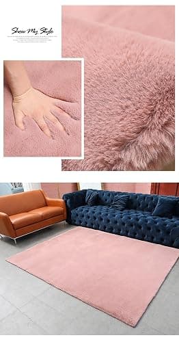 Home Decor Carpet Living Room Soft Fluffy Plush Rugs Children Bedroom Mat Non-Slip Carpet Gray,Light Pink,40x60cm 15.7x23.6in thumbnail 6