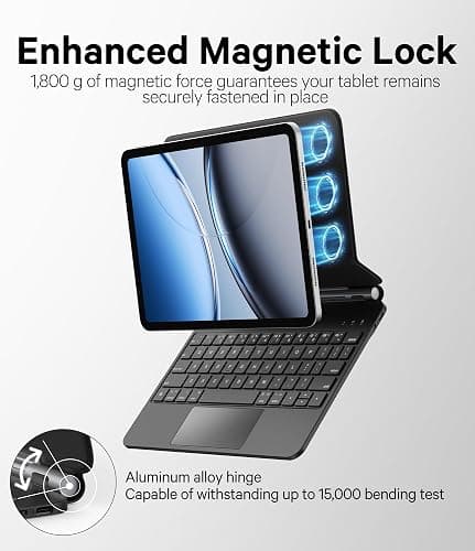 GreenLaw for iPad 11th(A16,2025)/10th(2022) Generation Case with Keyboard, Magic-Style Keyboard Stand, 7 Color Backlit, Stain-Resistant Surface, Multi-Touch Trackpad,Obsidian Black thumbnail 7