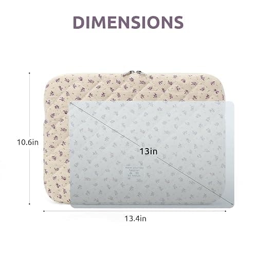 Puffy Laptop Sleeve 13-15.6 Inch Cute Quilted Laptop Protective Case Padded Floral Computer Sleeve for MacBook (A-Purple, 13 Inch) thumbnail 7