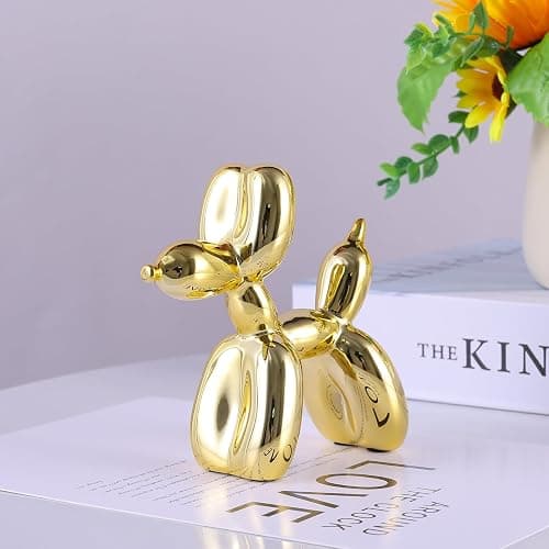 XIAOMAGG Gold Balloon Dog Decor,Gold Room Decors,Balloon Animal Preppy Room Shelf Decor,Cute Statue Home Decors,Bedroom Modern Sculpture Desk Decoration,Golden Decorations Figurines thumbnail 2
