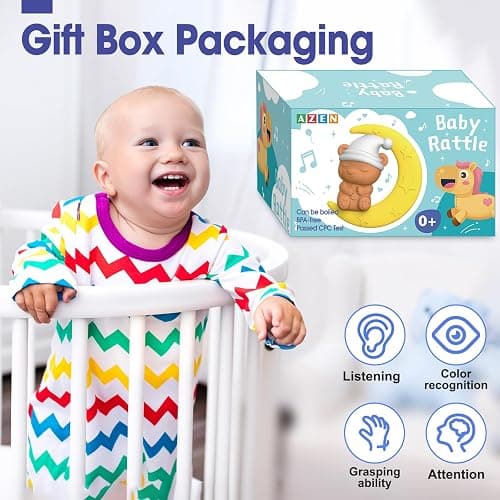AZEN 16 Pack Baby Rattles Teething Toys 3-6 Months, Baby Toys 0-6 Months, Newborn Infant Toys 6-12 Months, Essentials Must Haves Wrist Socks Toddler Stocking Stuffers Christmas Gifts thumbnail 6