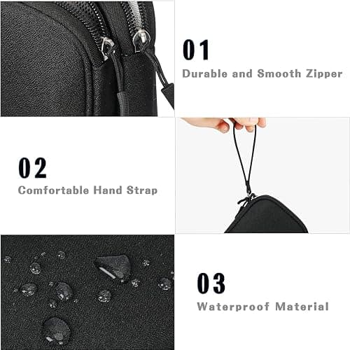 Travel Cable Organizer Bag, Electronic Accessories Organiser, 2-Layer Carry Case Portable Waterproof Double Layers, All-in-One Storage Bag for Cable, Cord, Charger, Phone, Earphone (Black) thumbnail 3