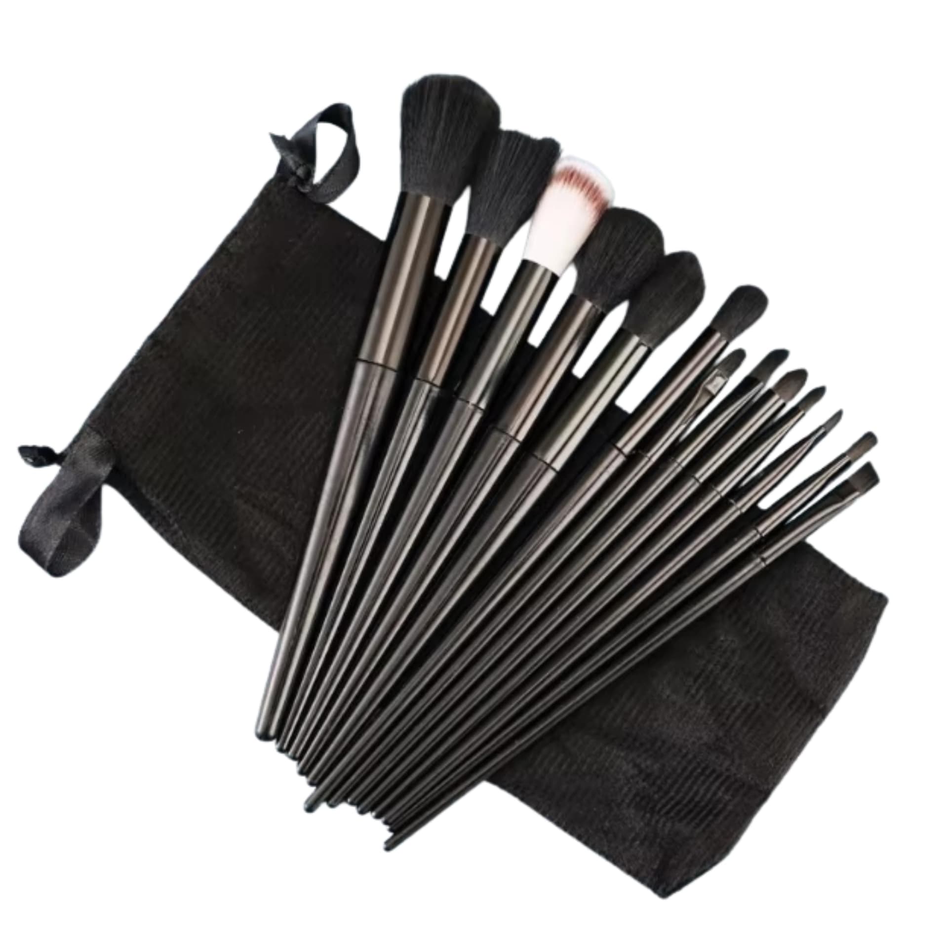 MI CHIC 13-Piece Professional Makeup Brush Set with Travel Bag - Premium Synthetic Brushes for Face, Contour, Blush, Eyeshadow, Eyebrow, Concealer and Lip (Black) thumbnail 2